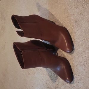 Nine West Hiswayo Brown Leather Boots Booties
